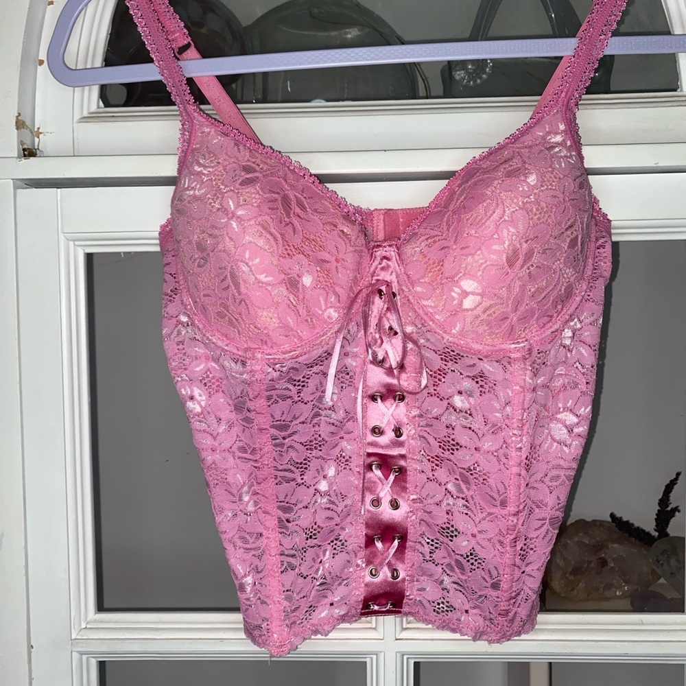 Pink Lace Corset Top - Women's Intimates